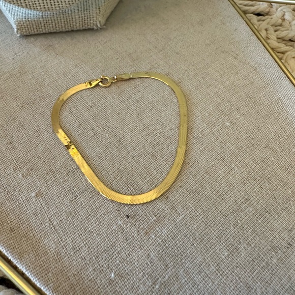 14k Yellow Gold Herringbone Bracelet - 7” - Vintage